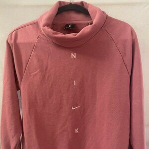 Nike Women’s Pink Cowl Neck Sweatshirt Pullover Size XS Spell Out Swoosh Fleece